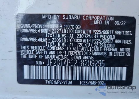 2023 Subaru Crosstrek Premium из США, поврежденный, VIN JF2GTAPC2P8209295